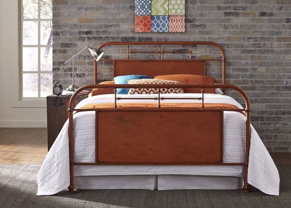 Picture of VINTAGE ORANGE QUEEN METAL BED