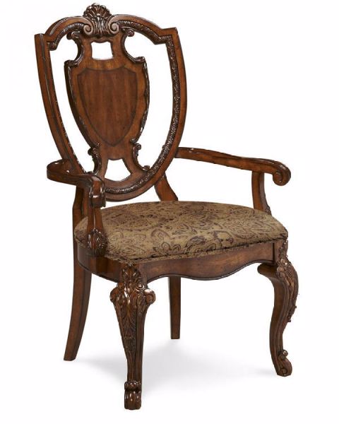 Picture of OLD WORLD SHIELD BACK ARM CHAIR