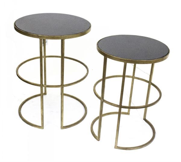 SET OF 2 GOLD METAL ACCENT TABLES