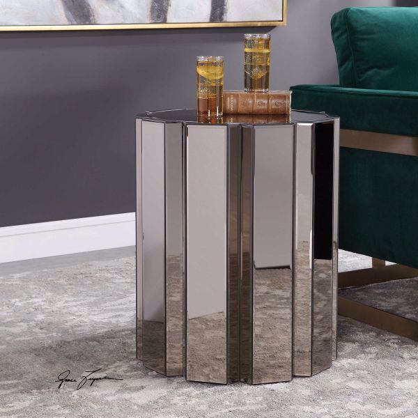 mirrored accent table round