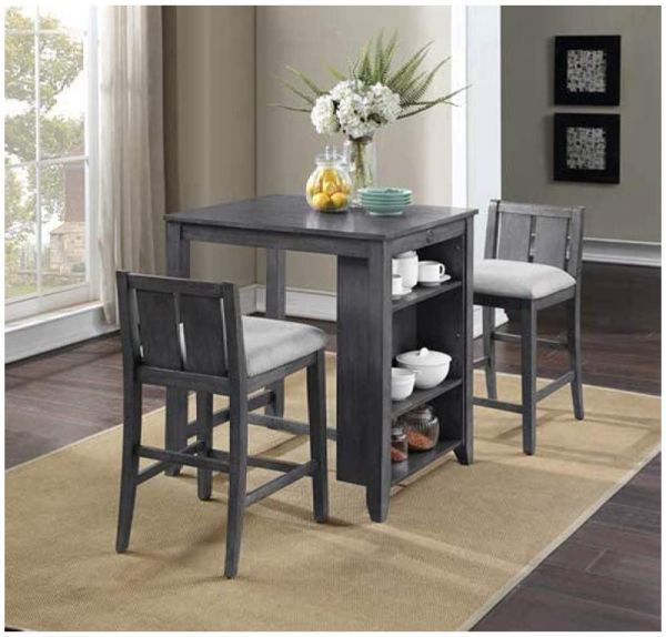 Picture of HESTON COUNTER TABLE W/STOOLS GRAY