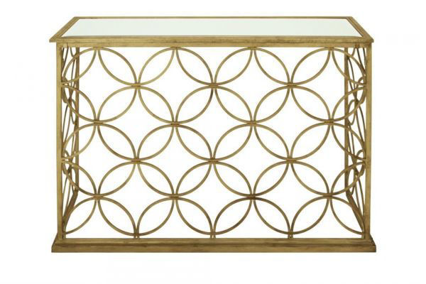 Picture of METAL AND GLASS GOLD CONSOLE TABLE