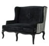 Picture of Black Velveteen High Back Settee