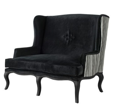 Picture of Black Velveteen High Back Settee