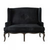 Picture of Black Velveteen High Back Settee