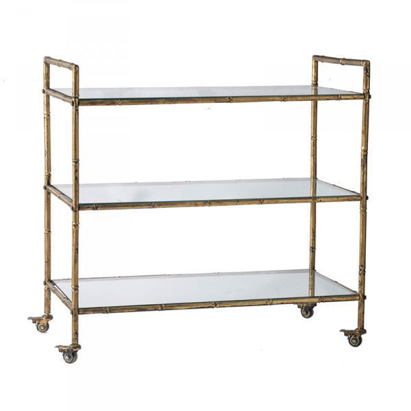 Picture of Gold Faux Bamboo Serving Cart