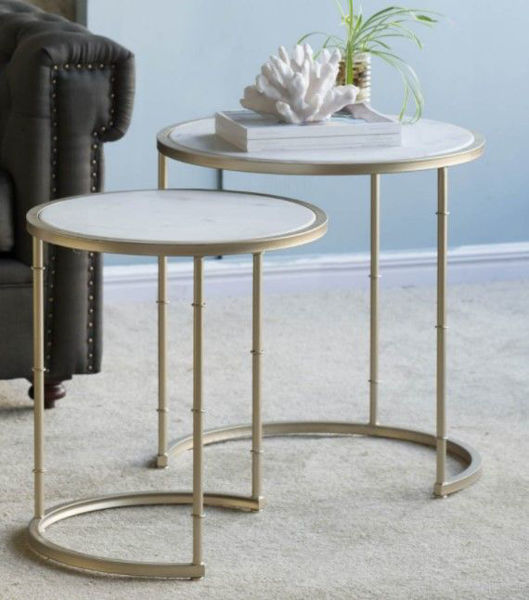 Picture of Marble Top Antique Silver Nesting Tables