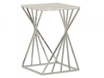Picture of Faux Marble and Polished Nickel Accent Table