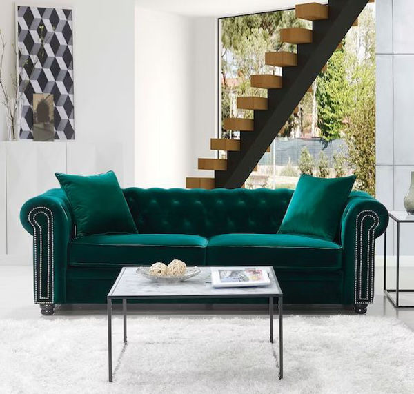 Picture of Greenwich Emerald Upholstered Sofa