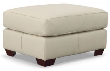 Picture of PEBBLE BONE LEATHER OTTOMAN