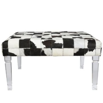 Picture of COWHIDE UPHOLSTERED OTTOMAN
