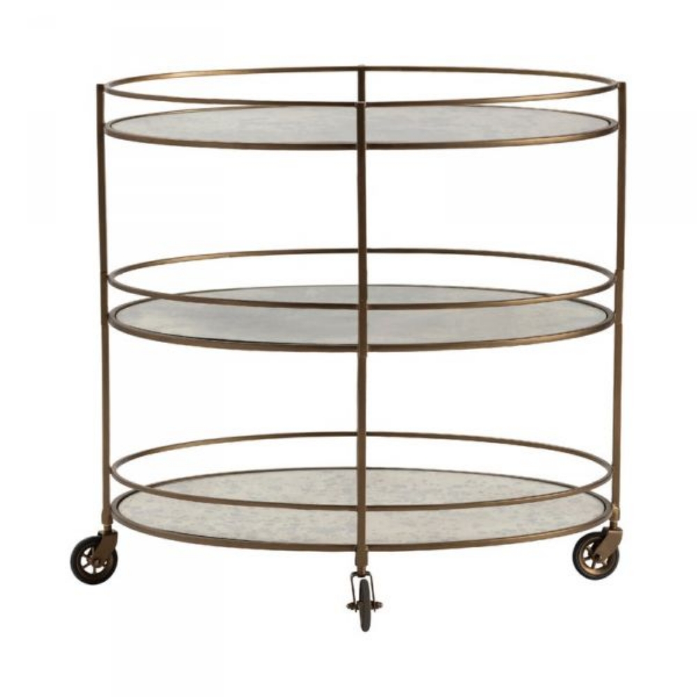 Picture of METAL MIRROR BAR CART