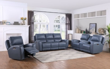 Picture of BEL AIR BLUE LEATHER POWER RECLINING SOFA