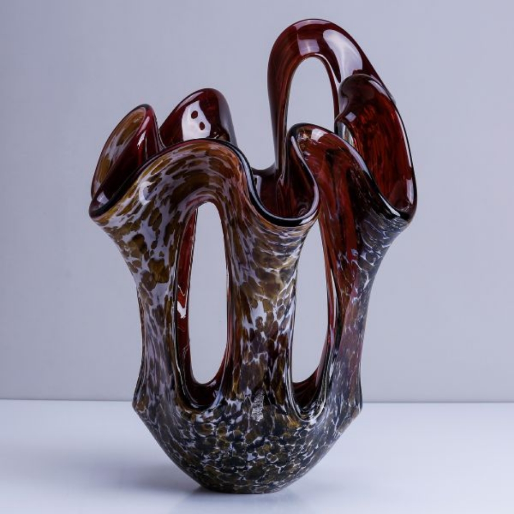 Picture of MARBLED ABSTRACT GLASS SCULPTURE