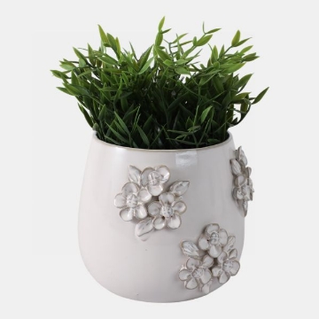 Picture of IVORY FLOWER APPLIQUE PLANTER VASE