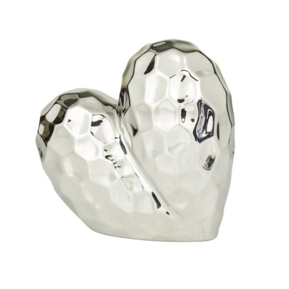 Picture of PORCELAIN SILVER HEART SCULPTURE