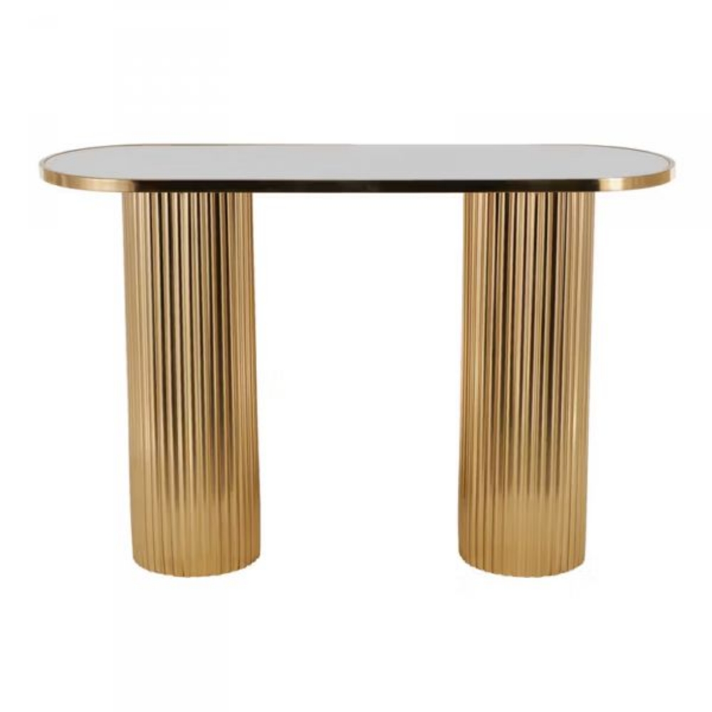 Picture of MARBLE TOP CONSOLE WITH GOLD RIBBED LEGS