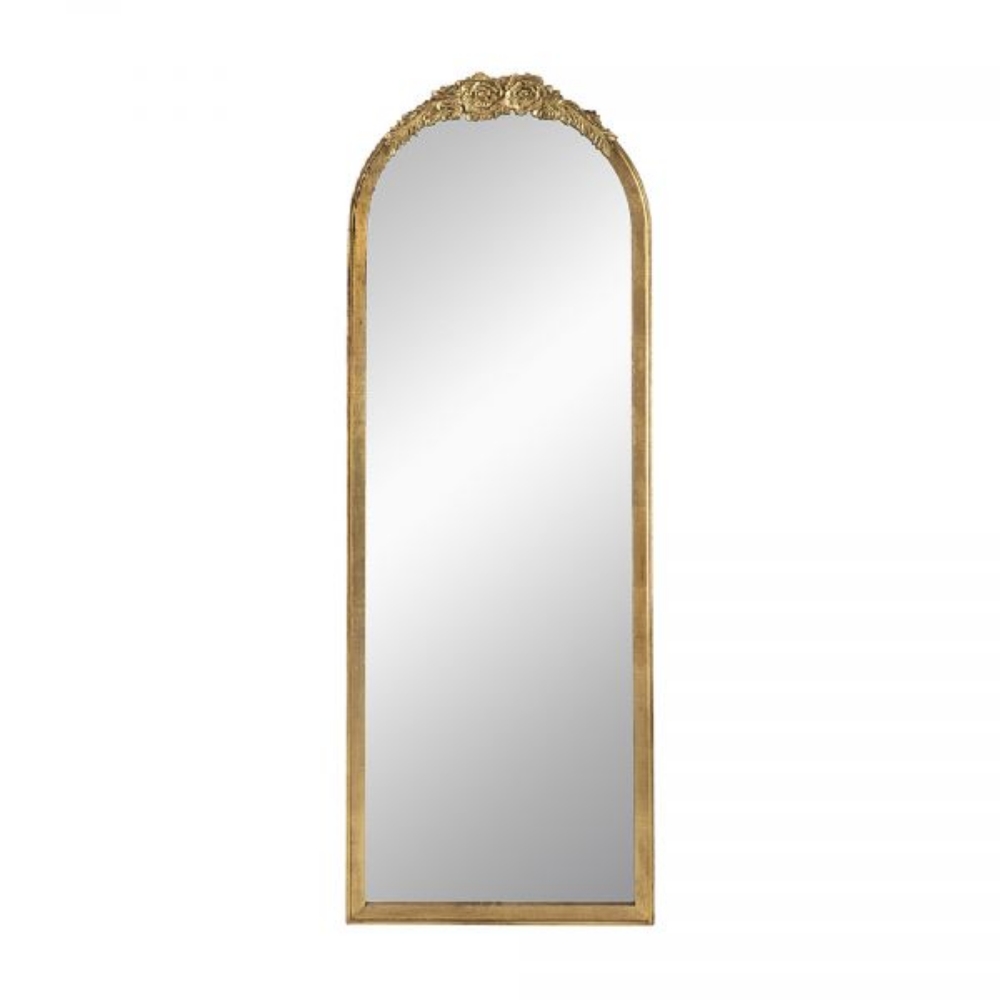 Picture of ARCHED FLORAL ACCENT WOODEN FLOOR MIRROR