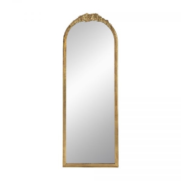 Picture of ARCHED FLORAL ACCENT WOODEN FLOOR MIRROR