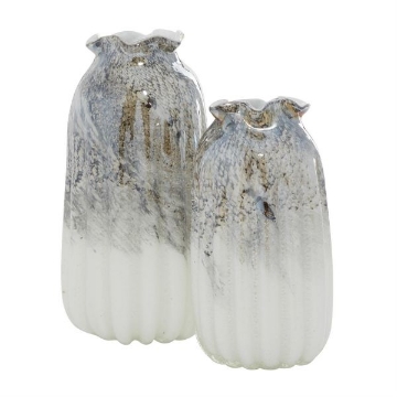 Picture of TEXTURED GRAY GLASS VASE SET