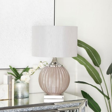 Picture of GRAY GROOVED GLASS LAMP