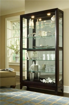 Picture of CONTEMPORARY DARK BROWN TWO WAY SLIDING DOOR CURIO