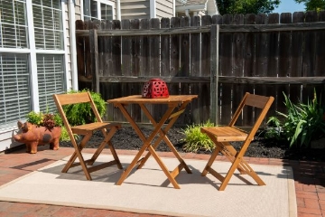 Picture of NANTUCKET BROWN 3 PIECE FOLDING CHAIR & TABLE